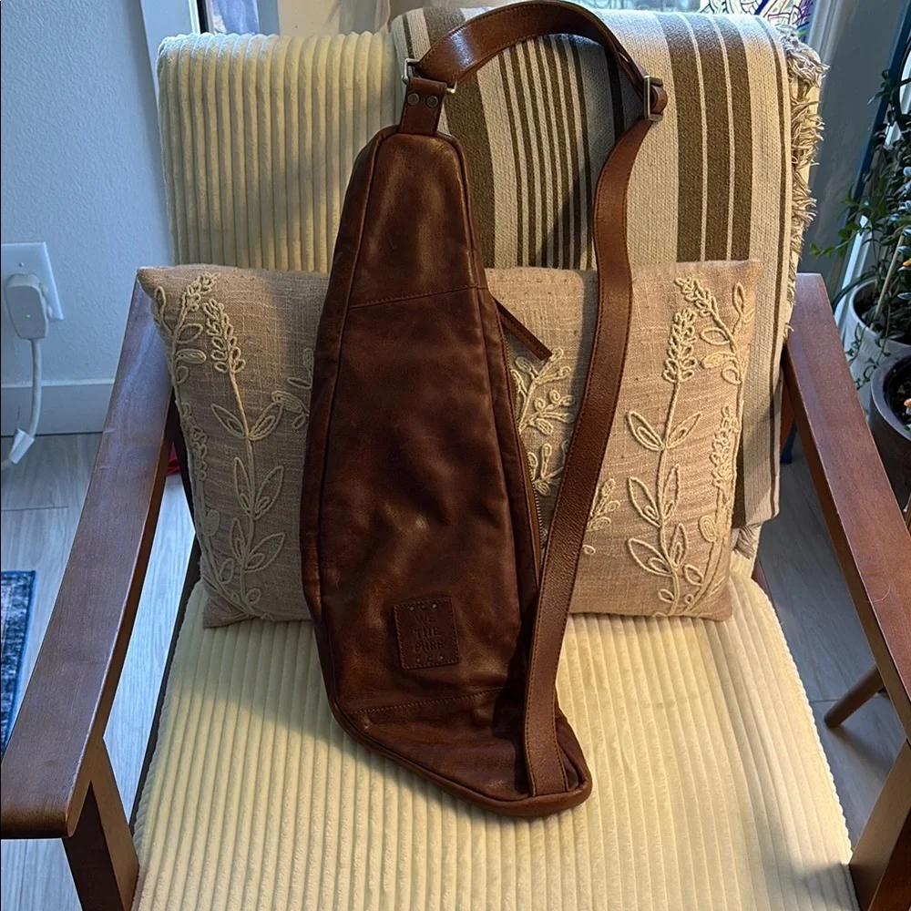 We The Free Vintage Brown Leather Bag with Studded Detail - Picture 3 of 4